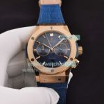 Hublot Classic Fusion Rose Gold Replica Watch Blue Dial Leather Strap Swiss 7750